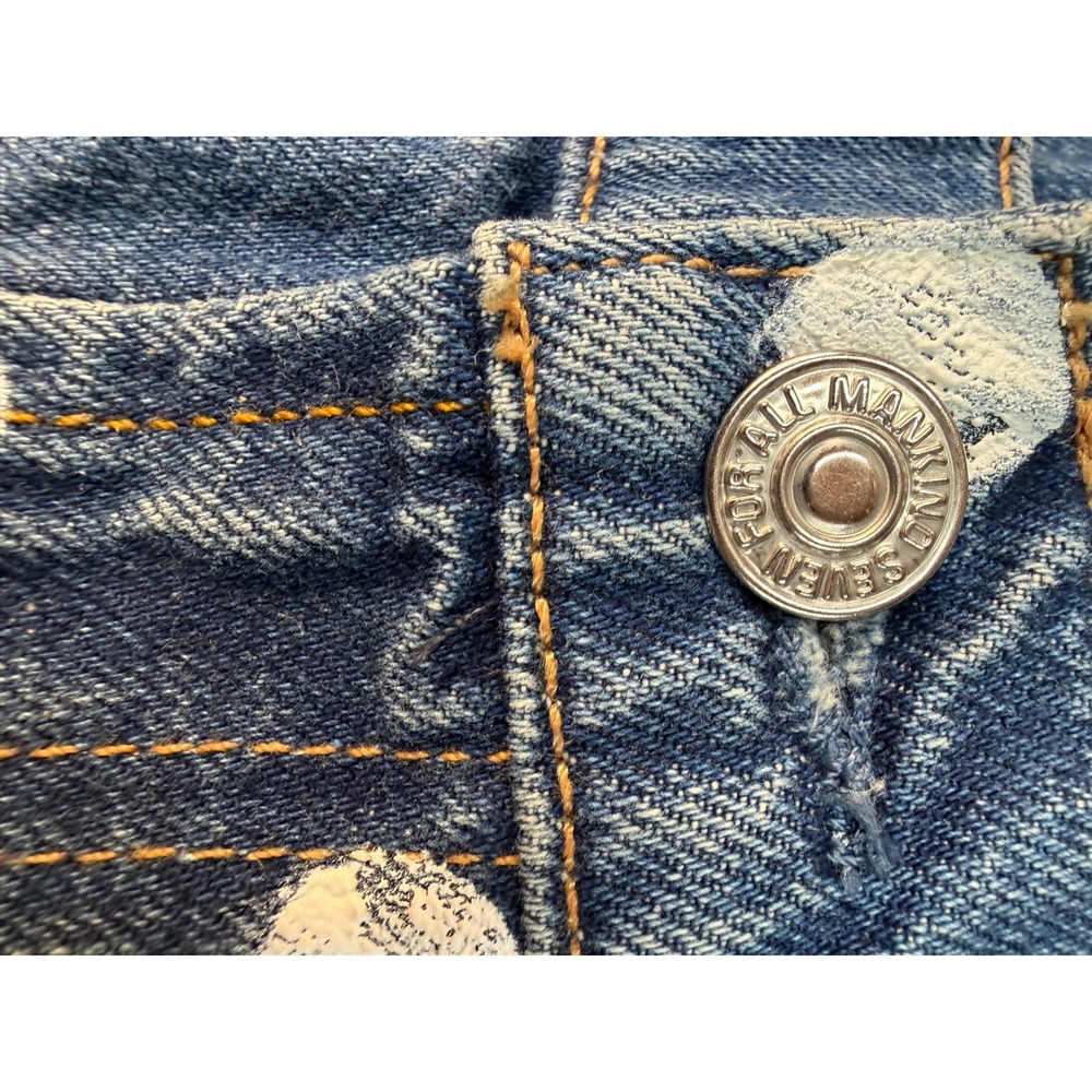 7 For All Mankind Denim Shorts Womens 26 Blue Polka Dot Frayed Raw Hem AU818274A - Picture 2 of 11